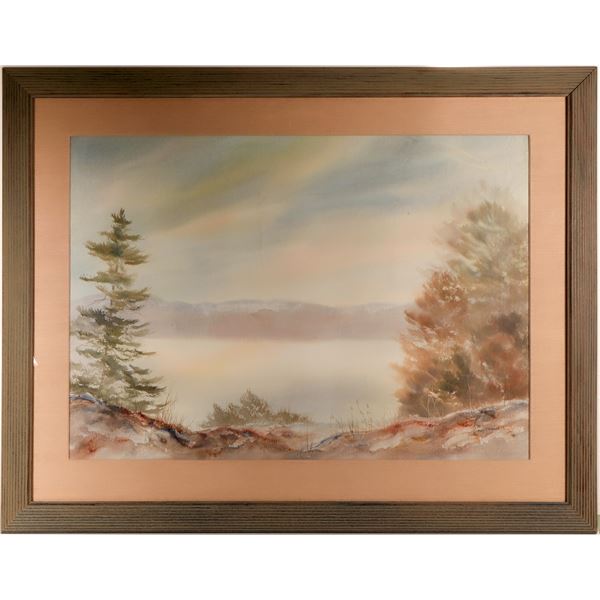 Mary T. Hoffman Original Watercolor Landscape, Framed and Matted under glass  [125153]