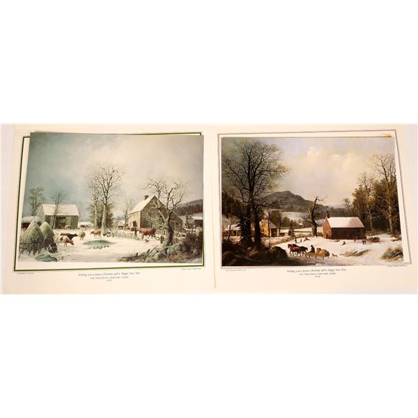 Two George Durrie Lithograph Greetings From President Ford  [131847]