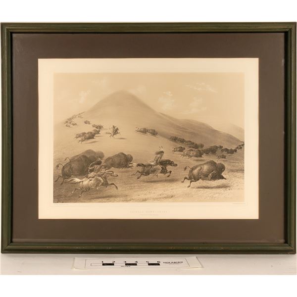 Geo. Catlin's Bufallo Hunt, Chase - Framed Litho Reproduction  [125093]