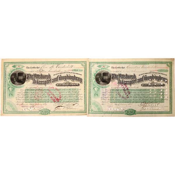 Cornelius and William Vanderbilt Autos. on Pittsburgh, McKeesport, & Youghiogheny Railroad Stocks