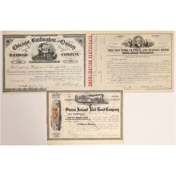 Different WH Vanderbilt Autographs on American Railroad Stock Certificates  [132739]