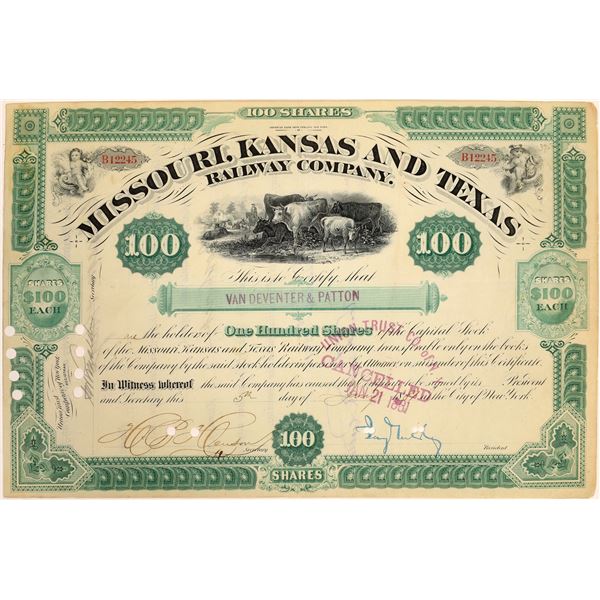 Missouri, Kansas & Texas Railway Co. Stock Signed by Jay Gould  [134057]