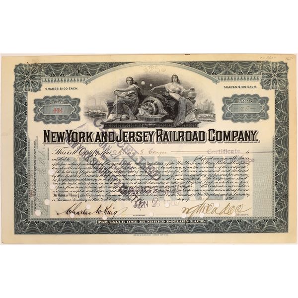 New York & Jersey Railroad Co. Stock Signed by William Gibbs McAdoo  [134056]