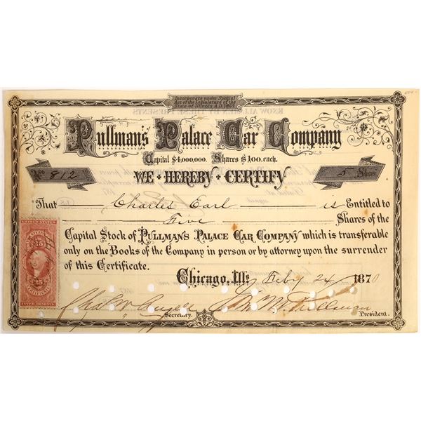 Pullman Signature on Pullman’s Palace Car Company Stock  [130210]