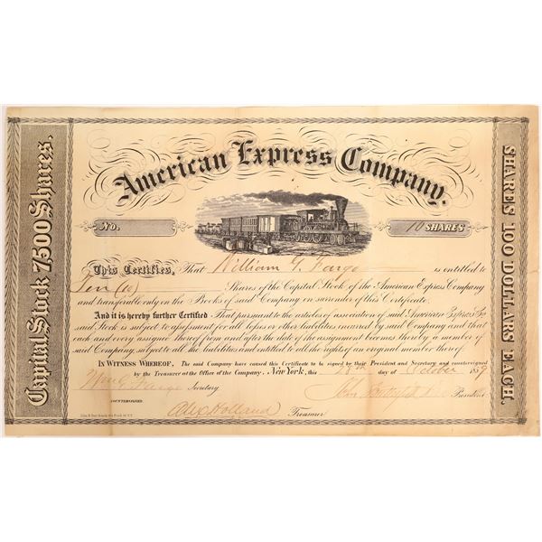 William G Fargo Twice Signed American Express Certificate  [132747]