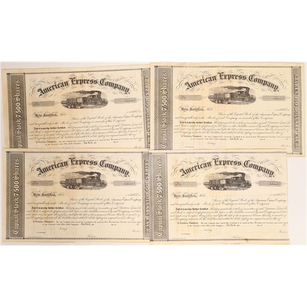 Four Unissued American Express Stock Certificates from the 1850s  [132744]