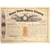 Image 1 : United States Express Company Stock Certificate with Rare Q1 Imprinted Revenue Stamp  [132722]