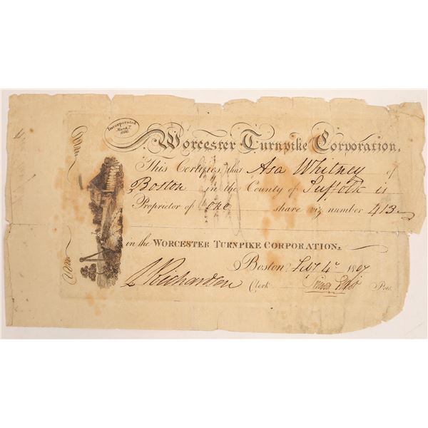 Worcester Turnpike Corporation Stock Certificate  [134125]