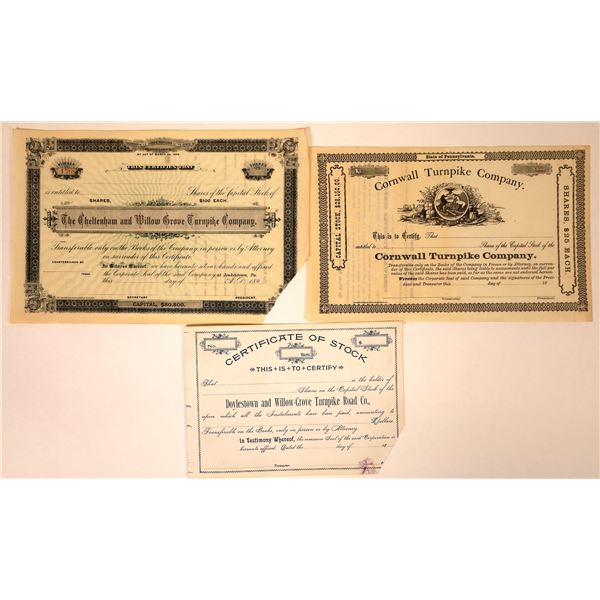 Unissued Pennsylvania Turnpike Stock Certificates (3)  [127600]