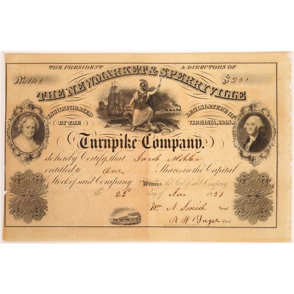 Newmarket & Sperryville Turnpike Company Stock Certificate  [134130]