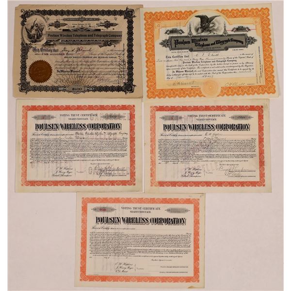 Poulsen Wireless Telephone & Telegraph Co. Stock Certificate Group  [135433]