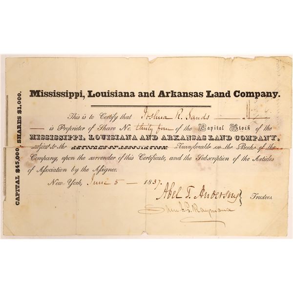 Mississippi, Louisiana and Arkansas Land Company Stock Certificate  [134154]