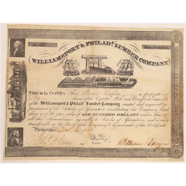 Williamsport & Philadelphia Lumber Company Stock Certificate  [134137]