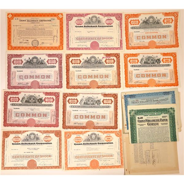 Crown Paper Companies Stock Certificates and Bond (17)  [127604]