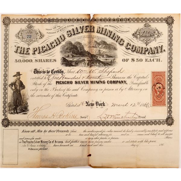 Picacho Silver Mining Company of Arizona Stock Certificate - RARE!  [106527]