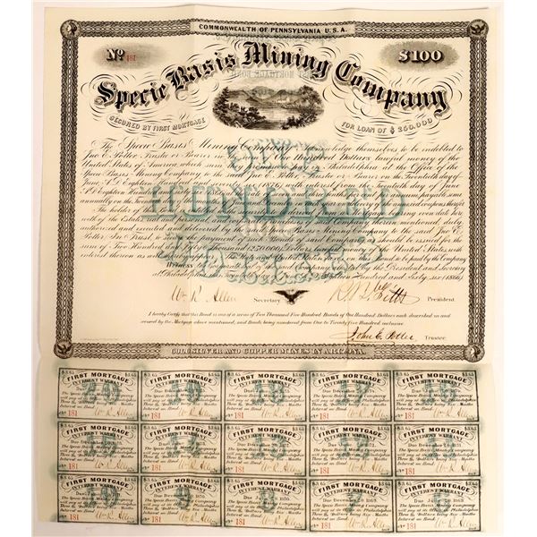 Specie Basis Mining Company Bond, 1866  [111875]