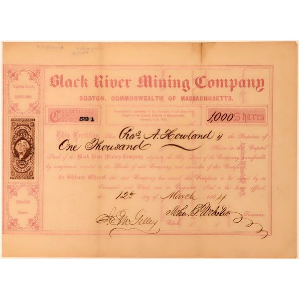 Black River Mining Co Stock, Gogebic Range,  Michigan, 1864  [118432]