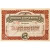 Image 1 : Michigan Copper Mining Company Stock Certificate  [116122]