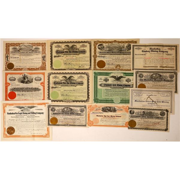 Large Manhattan, Nevada Mining Stock Certificate Collection  [130083]