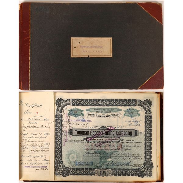 Tonopah Aspen Mining Company Stock Certificate Book, Circa 1903  [129546]