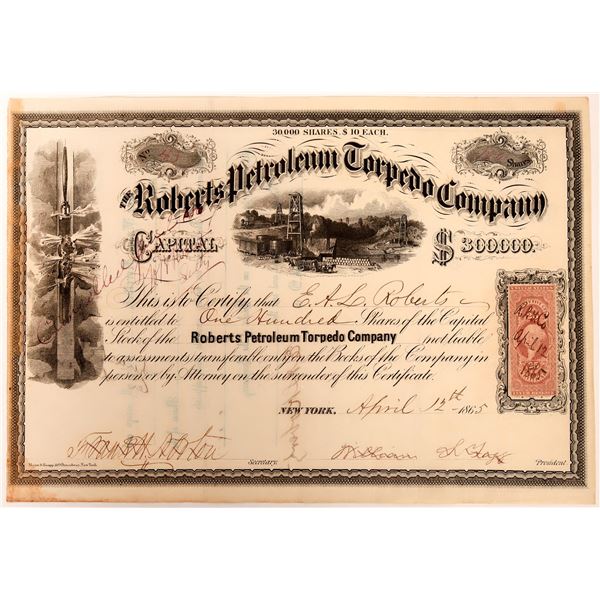 Roberts Petroleum Torpedo Company Stock, 1865  [118581]