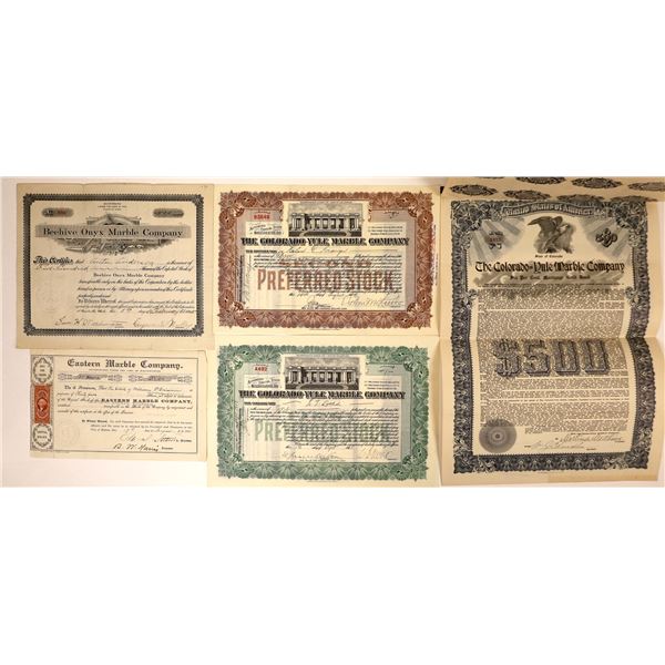 Marble Companies' Stock Certificates (4) and Bond (1)  [127988]