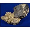 Image 2 : Large Galena Crystal Cube on Galena-Calcite Matrix  [132423]