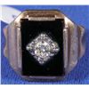 Image 1 : Black Jet and Diamond Gold Ring  [133847]