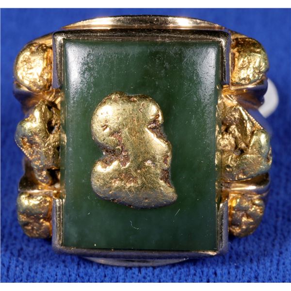 Jade and Gold Nugget Ring  [133845]