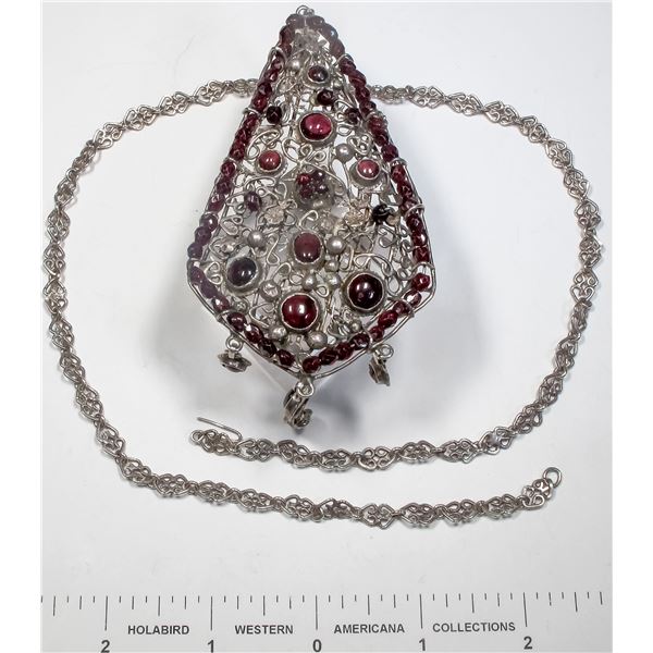 Handmade Silver and Garnet Necklace  [124864]