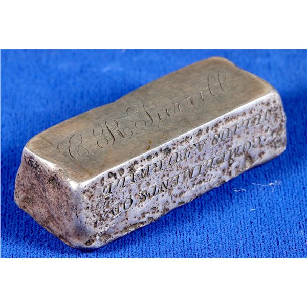 Bristol, Nevada, 1874, White Pine Rush Silver Ingot, Turrill, New Discovery  [132920]