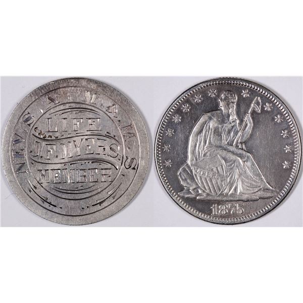 Engraved Seated Liberty Half Dollar of J. F. Myers, A Reno Druggist  [129318]