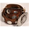Image 1 : Nevada State Trapshoot Sterling Silver Dollar Belt with Silver Quarters Around  [132031]