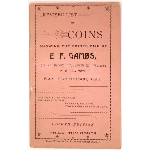 Rare old San Francisco Coin  Catalog c1890  [130122]