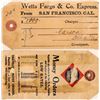 Image 1 : Wells Fargo & Co. Express Tag for $20 Gold to Carson City Nevada  [131217]