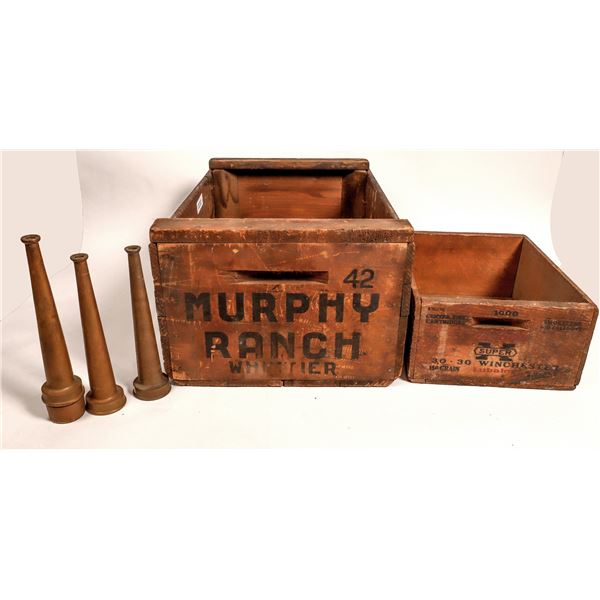 Murphy Ranch wooden tote, Ammo Box, and Fire Hose Nozzles  [129685]