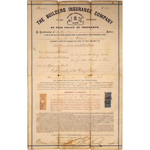 Rare California Taxed and Revenue Stamped Document  [130136]