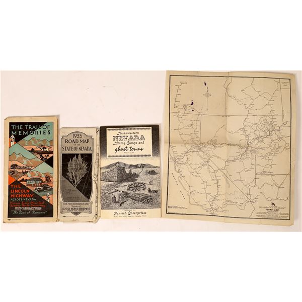 Three Interesting Nevada Historical Road Maps including the Lincoln Highway  [130059]