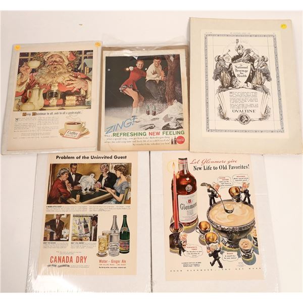 Five Full-Page 1930s-60s Magazine Original Beverage Advertisements  [126999]