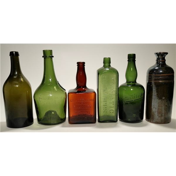 Group of Six Schnapps, Whiskey, Bitters Bottles  [119657]