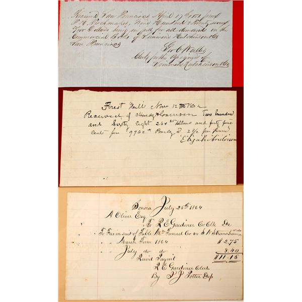 Three Early Hand Written Receipts  [135444]