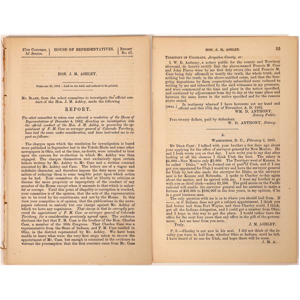 Investigation of Hon. J. M. Ashley, 1863, Colorado Territory  [131835]