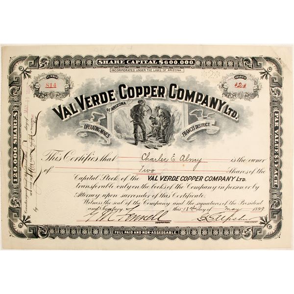 Val Verdi Copper Company Ltd. Stock Certificate  [135443]