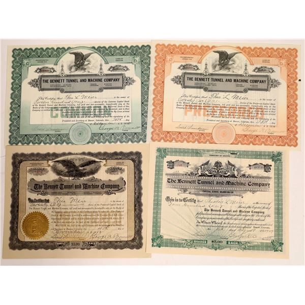 Bennett Tunnel and Machine Company Stock Certificates  [132127]