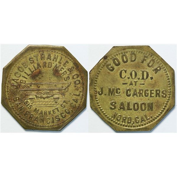 J. McCargers Saloon, Nord, Cal Token  [135477]