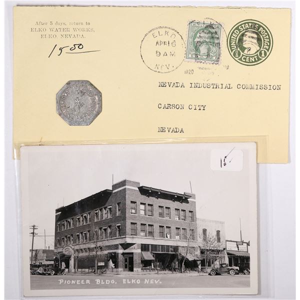 Elko Real Photo Postcard, Token and Postal Cover  [129322]