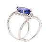 Image 4 : 5.24 ctw Tanzanite and Diamond Ring - 18KT White Gold