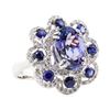 Image 1 : 5.95 ctw Tanzanite, Sapphire, and Diamond Ring - 14KT White Gold