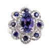 Image 2 : 5.95 ctw Tanzanite, Sapphire, and Diamond Ring - 14KT White Gold