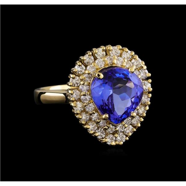 3.62 ctw Tanzanite and Diamond Ring - 14KT Yellow Gold